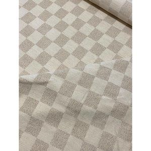 Ecru Checkered Fabric Upholstery Heavy Weigt
